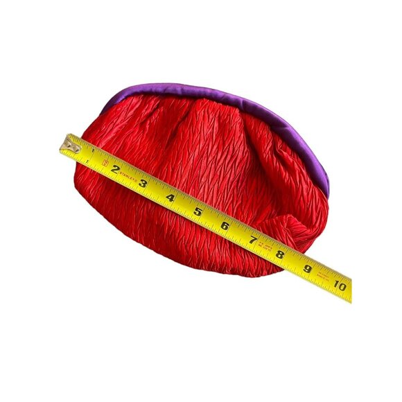 Vintage Caryl Brill for I. Magnin Red Purple Clutch Handbag Cosmetic Bag 1988 - Picture 2 of 5